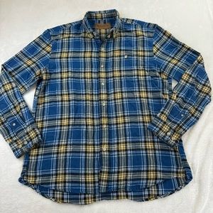 Clearwater Outfitters Mens Size Medium Blue & Yellow Flannel Button Up Shirt
